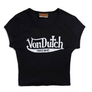 Von Dutch Black Crop Fitted T-Shirt